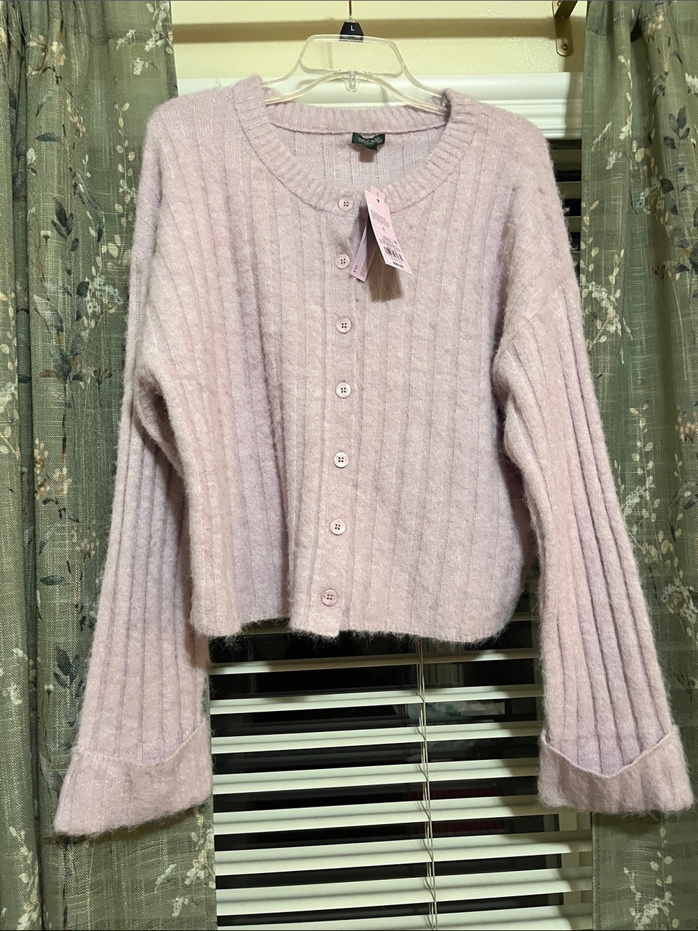 NWT Soft Lavender Ribbed Button-Up Women's Sweater